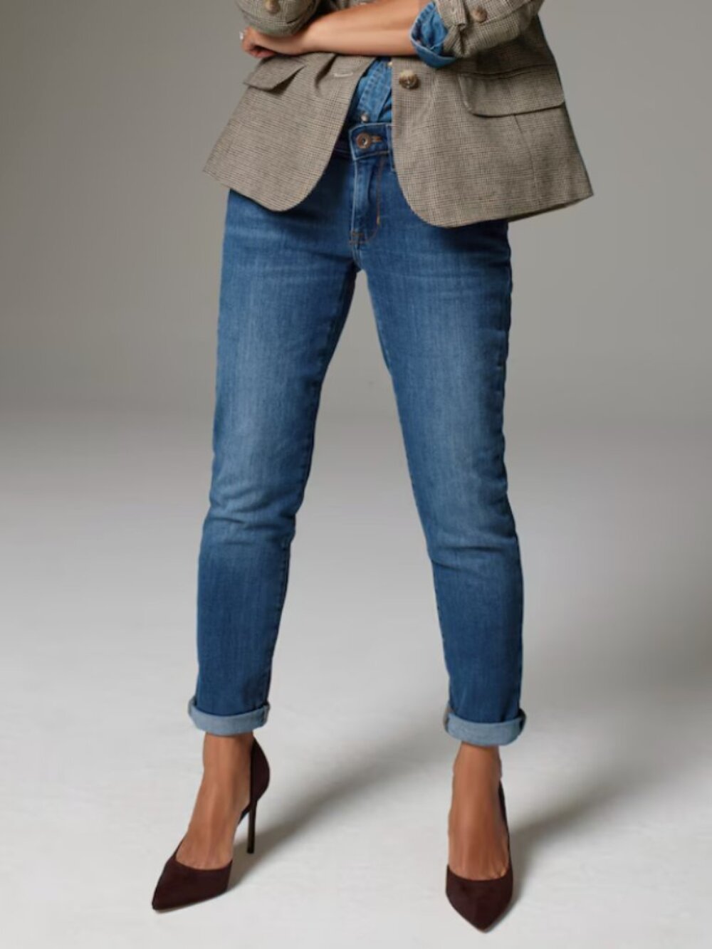 J. Jill Women's Size 8P Petite Boyfriend Straight Ankle Stretch Jeans